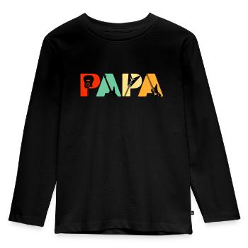 Retro Lead Guitar Dad, Funny Papa Lead Guitar Fath - Kids' Premium Longsleeve Shirt - black - Front - AI Model Kid Male (0cm)