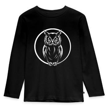Owl Graphic Owl Graphic - Kids' Premium Longsleeve Shirt - black - Front - AI Model Kid Male (0cm)