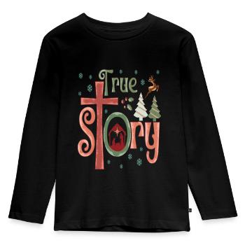 True Story Christian Christmas - Kids' Premium Longsleeve Shirt - black - Front - AI Model Kid Male (0cm)