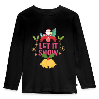Christmas Let It Snow - Kinder Premium Bio Langarmshirt - Schwarz - Vorne - AI Model Kid Male (0cm)