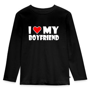 I love my boyfriend - Kinder Premium Bio Langarmshirt - Schwarz - Vorne - AI Model Kid Male (0cm)