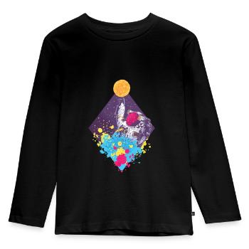Colorful Spaceman flying - Kinder Premium Bio Langarmshirt - Schwarz - Vorne - AI Model Kid Male (0cm)