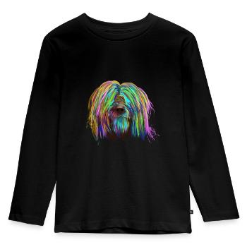 Colored Briard Dog - Kids' Premium Longsleeve Shirt - black - Front - AI Model Kid Male (0cm)