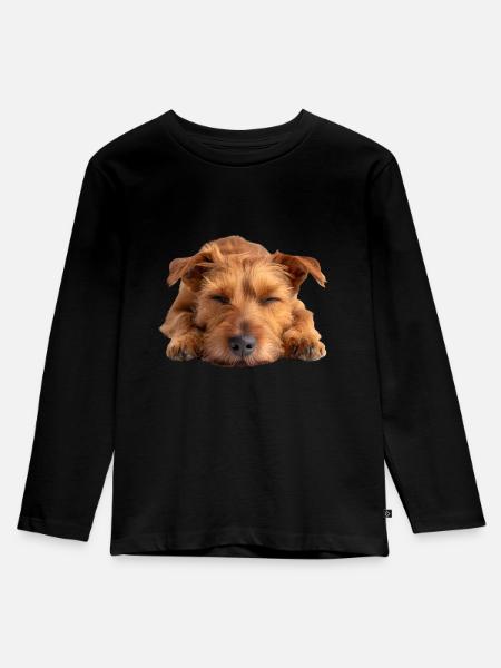 Irish Terrier - Kinder Premium Bio Langarmshirt - Schwarz