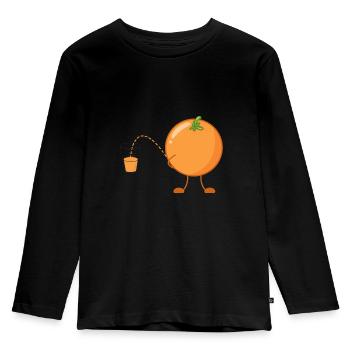 Lustiges Obst Orange Orangensaft witzige Früchte - Kinder Premium Bio Langarmshirt - Schwarz - Vorne - AI Model Kid Male (0cm)