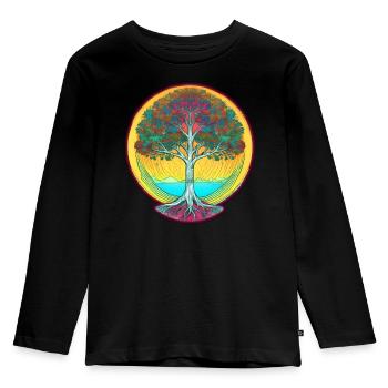 Germanic and Viking World Tree Yggdrasil - Kids' Premium Longsleeve Shirt - black - Front - AI Model Kid Male (0cm)