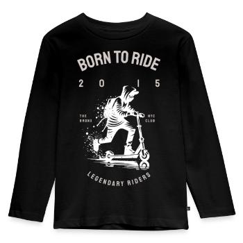 Scooter Design - Born to Ride - Kinder Premium Bio Langarmshirt - Schwarz - Vorne - AI Model Kid Male (0cm)