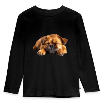 Brussels Griffon - Kinder Premium Bio Langarmshirt - Schwarz - Vorne - AI Model Kid Male (0cm)