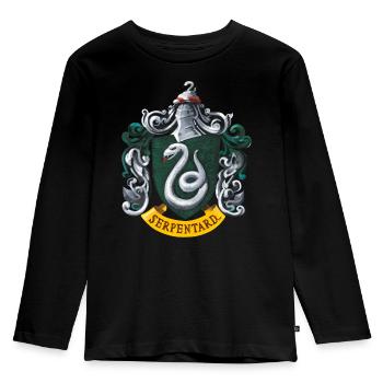 Harry Potter Emblem Slytherin Painting - Kids' Premium Longsleeve Shirt - black - Front - AI Model Kid Male (0cm)
