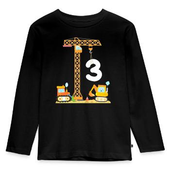 Bagger Baustelle Kinder 3. Geburtstag Junge Kran - Kinder Premium Bio Langarmshirt - Schwarz - Vorne - AI Model Kid Male (0cm)