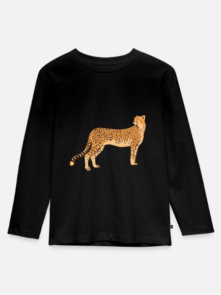 Gepard - Kinder Premium Bio Langarmshirt - Schwarz