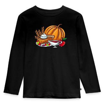Table des aliments - T-shirt manches longues Premium Enfant - noir - Devant - AI Model Kid Male (0cm)