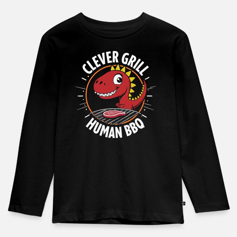 Clever Grill - Kinder Premium Bio Langarmshirt - Schwarz