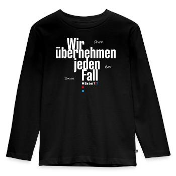 Die Drei ??? Wir übernehmen jeden Fall - Kinder Premium Bio Langarmshirt - Schwarz - Vorne - AI Model Kid Male (0cm)