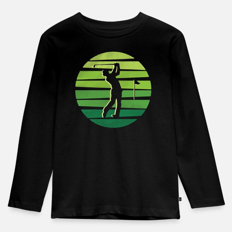 Golfer Golfschläger Golfen Golfspieler Golf - Kinder Premium Bio Langarmshirt - Schwarz