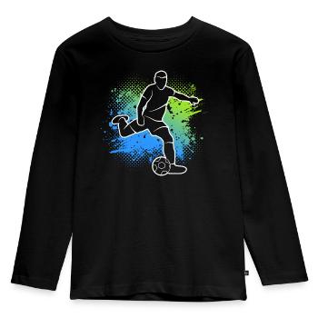 Fußballer Jungen Fußball Spieler Fußballspieler - Kinder Premium Bio Langarmshirt - Schwarz - Vorne - AI Model Kid Male (0cm)
