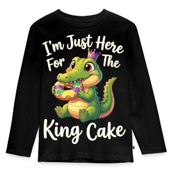 King Cake Mardi Gras Aligator - Kinder Premium Bio Langarmshirt - Schwarz - Vorne - AI Model Kid Male (0cm)