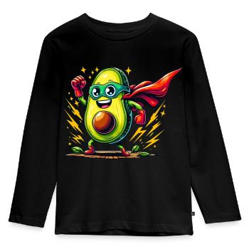 Avocado Avenger with Power Punch - Kids' Premium Longsleeve Shirt - black - Front - AI Model Kid Male (0cm)