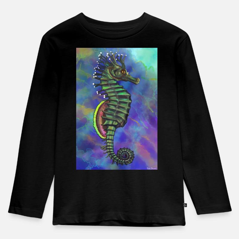 Hippocampus - Kinder Premium Bio Langarmshirt - Schwarz