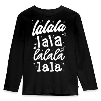 LaLa La Pattern Musical Script T-Shirt - Kinder Premium Bio Langarmshirt - Schwarz - Vorne - AI Model Kid Male (0cm)