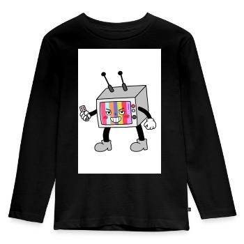 Bunter TV-Roboter - Kinder Premium Bio Langarmshirt - Schwarz - Vorne - AI Model Kid Male (0cm)