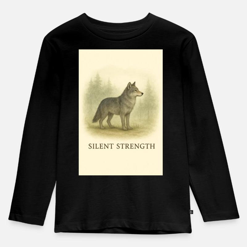 Stiller Machtwolf - Kinder Premium Bio Langarmshirt - Schwarz