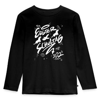 Erster Schultag Einschulung - Kinder Premium Bio Langarmshirt - Schwarz - Vorne - AI Model Kid Male (0cm)