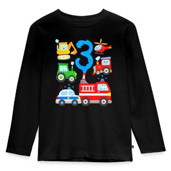 Children 3 years Cars Vehicles Fire Brigade Police - Kids' Premium Longsleeve Shirt - black - Front - AI Model Kid Male (0cm)