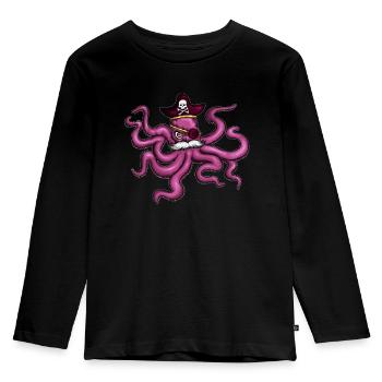 Octopus Pirate Pirate Hat Eye Patch Moustache - Kids' Premium Longsleeve Shirt - black - Front - AI Model Kid Male (0cm)