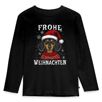Frohe Weihnachten Dackel Liebe Für Hundeliebhaber - Kinder Premium Bio Langarmshirt - Schwarz - Vorne - AI Model Kid Male (0cm)
