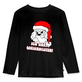 Comicstyle Pudelmotiv - Weihnachten ohne mich - Kinder Premium Bio Langarmshirt - Schwarz - Vorne - AI Model Kid Male (0cm)