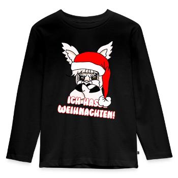 Comicstyle Alpakamotiv - Weihnachten ohne mich - Kinder Premium Bio Langarmshirt - Schwarz - Vorne - AI Model Kid Male (0cm)