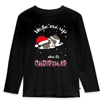 Wake me up when it's Christmas - Weihnachtsmotiv - Kinder Premium Bio Langarmshirt - Schwarz - Vorne - AI Model Kid Male (0cm)