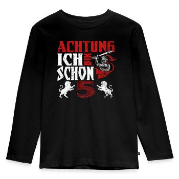 5. Geburtstag Ritter 5 Jahre, Knappe T-Shirt Fünf - Kinder Premium Bio Langarmshirt - Schwarz - Vorne - AI Model Kid Male (0cm)