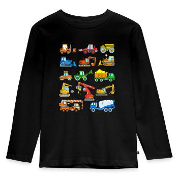 Bagger Fahrzeuge Baustelle - Kinder Premium Bio Langarmshirt - Schwarz - Vorne - AI Model Kid Male (0cm)