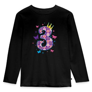 3. Geburtstag Mädchen Tochter Prinzessin - Kinder Premium Bio Langarmshirt - Schwarz - Vorne - AI Model Kid Male (0cm)