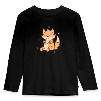 Fuchs rejoices with his eyes closed - Kids' Premium Longsleeve Shirt - black - Front - AI Model Kid Male (0cm)