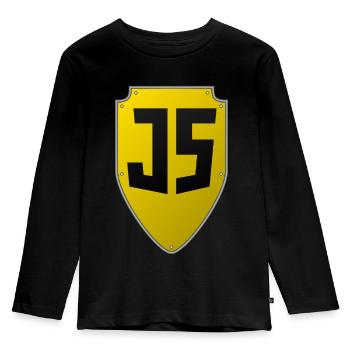 JavaScript Shield - Kids' Premium Longsleeve Shirt - black - Front - AI Model Kid Male (0cm)