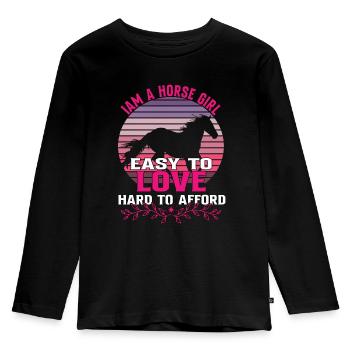 Je suis une fille de cheval facile à aimer difficile à se permettre - T-shirt manches longues Premium Enfant - noir - Devant - AI Model Kid Male (0cm)
