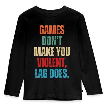 Games Don't Make You Violent Lag Does Funny - Kids' Premium Longsleeve Shirt - black - Front - AI Model Kid Male (0cm)