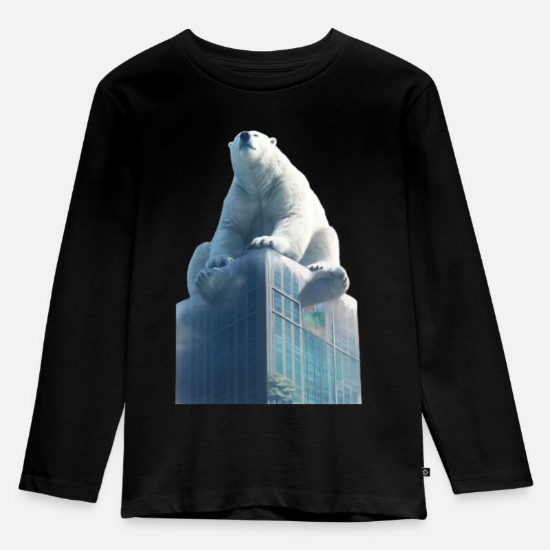 Der Eisbär auf dem Dach - Kinder Premium Bio Langarmshirt - Schwarz