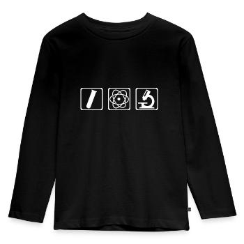 Atom Kolben Wissenschaft Student Geschenk - Kinder Premium Bio Langarmshirt - Schwarz - Vorne - AI Model Kid Male (0cm)