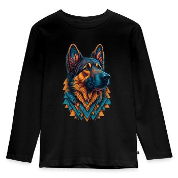 German Shepherd Colorful Cool Dogs Lover - Kids' Premium Longsleeve Shirt - black - Front - AI Model Kid Male (0cm)