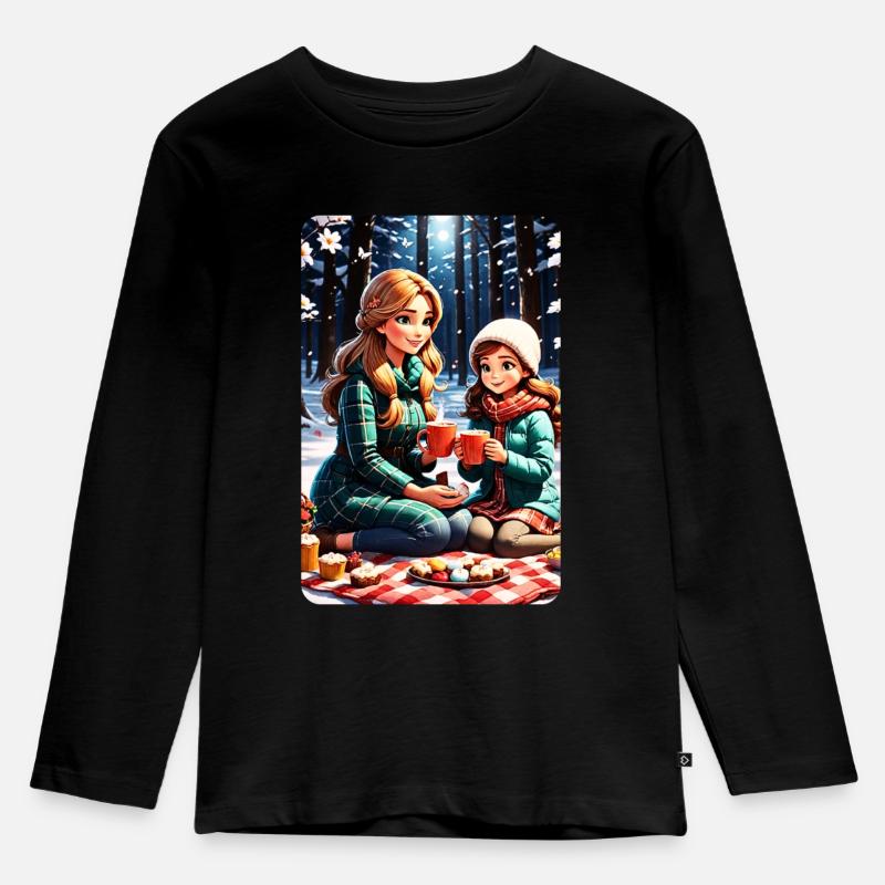 personalisiertes Design-Muttergeschenk - Kinder Premium Bio Langarmshirt - Schwarz