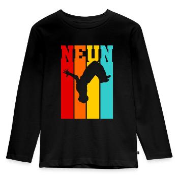 Neun Jahre Alt - Geburtstag - Alter - Hip Hop - Kinder Premium Bio Langarmshirt - Schwarz - Vorne - AI Model Kid Male (0cm)