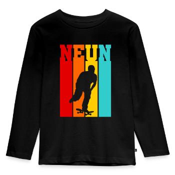Neun Jahre alt - Alter - Geburtstag - Skater - Kinder Premium Bio Langarmshirt - Schwarz - Vorne - AI Model Kid Male (0cm)