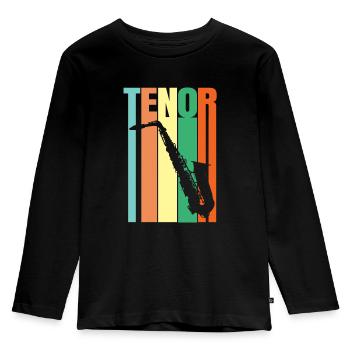 Gift Saxophonist Saxophone Tenor Shirt - Kids' Premium Longsleeve Shirt - black - Front - AI Model Kid Male (0cm)