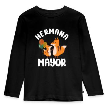 Niñas Dulce Zorro Futura Hermana Mayor - Kids' Premium Longsleeve Shirt - black - Front - AI Model Kid Male (0cm)