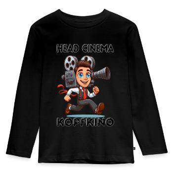 Cinéma de tête - Expression allemande - T-shirt manches longues Premium Enfant - noir - Devant - AI Model Kid Male (0cm)