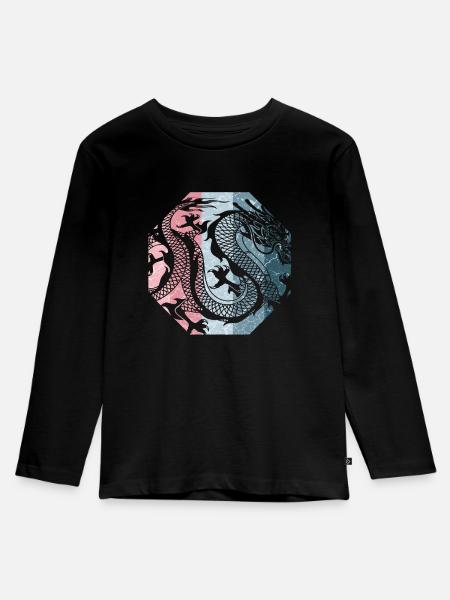 Chinesischer Drache - Kinder Premium Bio Langarmshirt - Schwarz